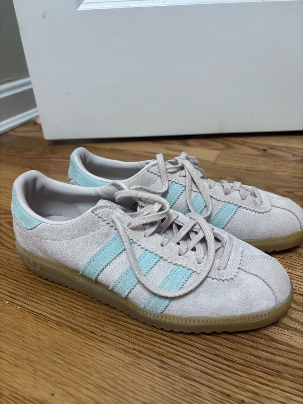 adidas Suede Sneakers in Beige with Mint Accents